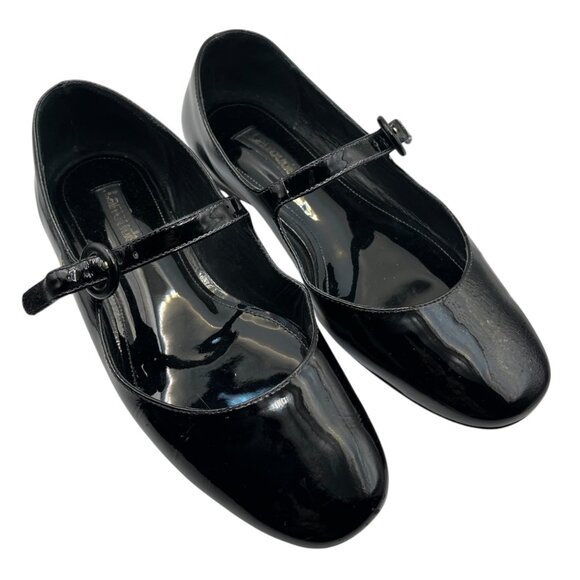 Larroude Womens Size 5 Shoes Blair Patent Black Leather Mary Jane Flats - Picture 1 of 11